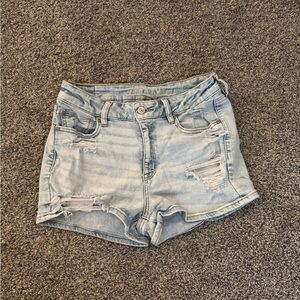 Light Wash Distressed Denim Shorts - Unknown Brand